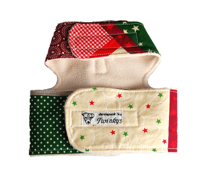 Softgeschirr XS bunter Weihnachtspatchwork m. Eiskristall