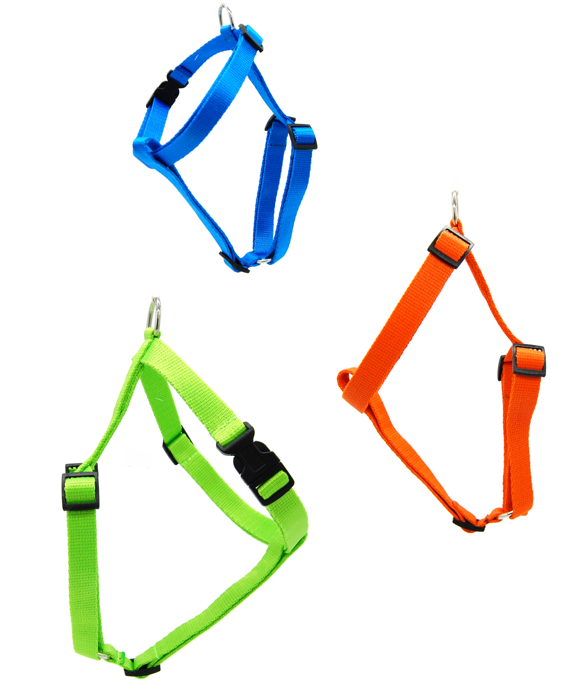 Hunde Brustgeschirr aus weichem Nylon Gurtband für mittelgroße bis große Hunde orange grün blau M, L, XL